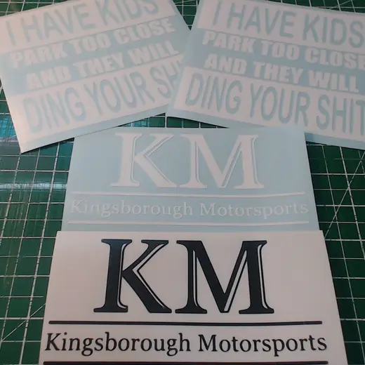 Custom die-cut vinyl decal work by Signs613