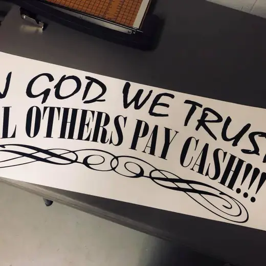 Custom die-cut vinyl decal work by Signs613 — example 13